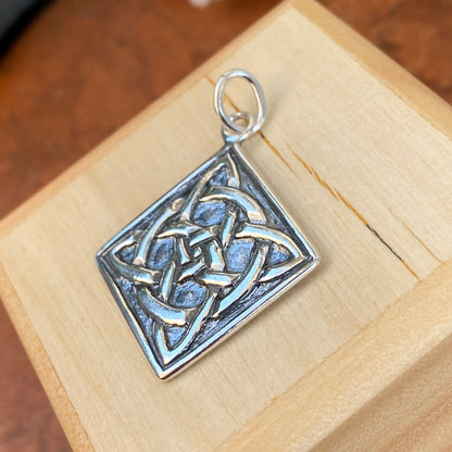 Sterling Silver Square Celtic Knot Pendant Charm