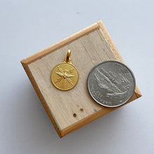 Load image into Gallery viewer, 18KT Yellow Gold Matte Holy Spirt Round Medal Pendant Charm