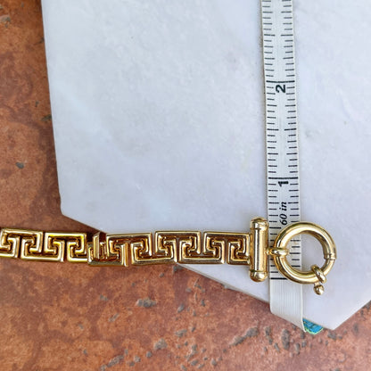 Estate 14KT Yellow Gold Greek Key Stampato Link Bracelet
