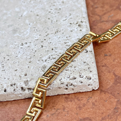 Estate 14KT Yellow Gold Greek Key Stampato Link Bracelet