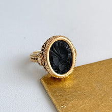 Load image into Gallery viewer, Estate 14KT Yellow Gold Bezel Onyx Roman Intaglio Ring