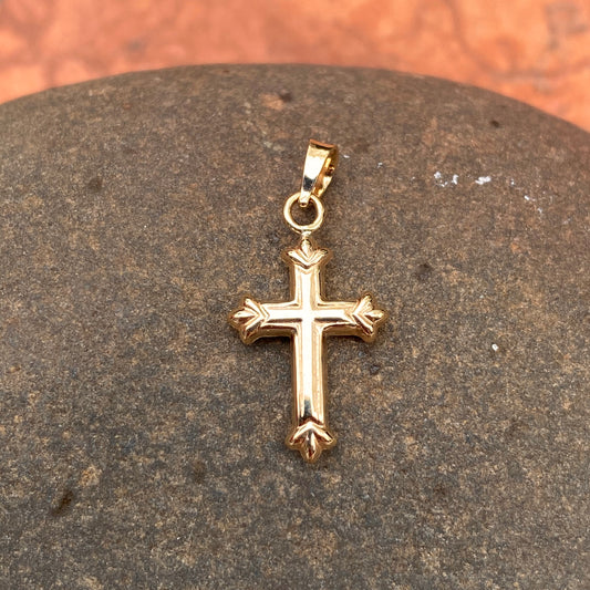 14KT Yellow Gold Fleur de Lis Hollow Pendant Charm, 14KT Yellow Gold Fleur de Lis Hollow Pendant Charm - Legacy Saint Jewelry