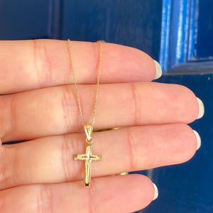 10KT Yellow Gold Diamond-Cut Cross Pendant Necklace