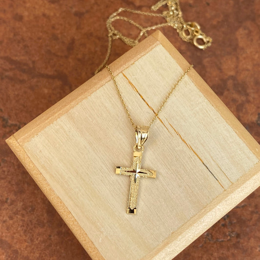 10KT Yellow Gold Diamond-Cut Cross Pendant Necklace