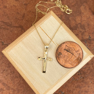 10KT Yellow Gold Diamond-Cut Cross Pendant Necklace