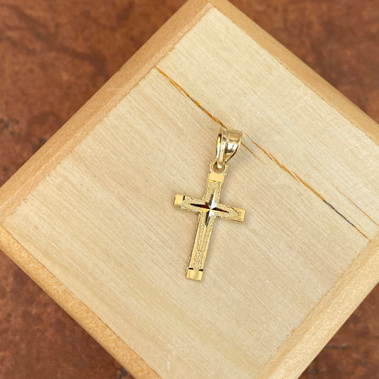 10KT Yellow Gold Diamond-Cut Cross Pendant Charm