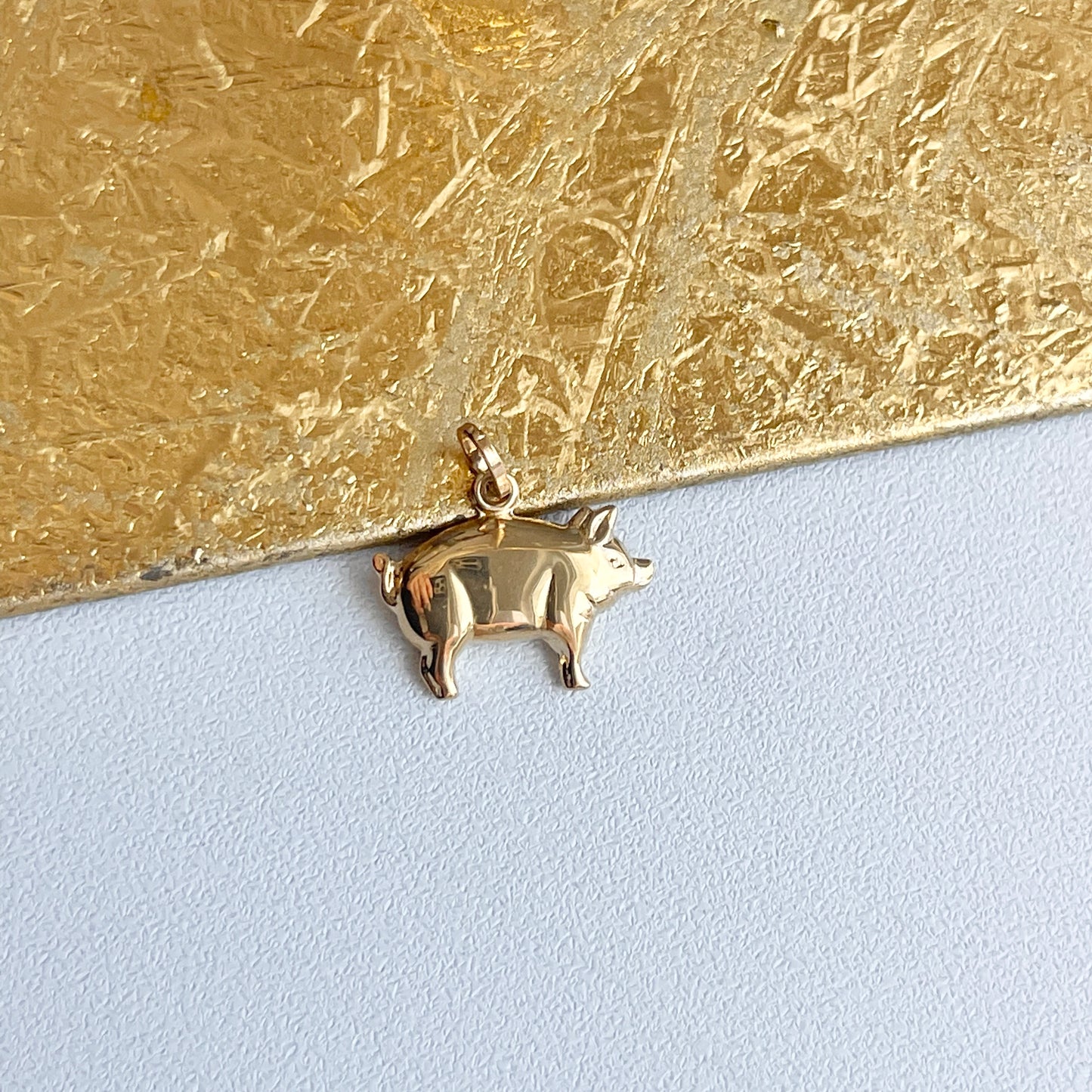 14KT Yellow Gold 3D Pig Pendant Charm