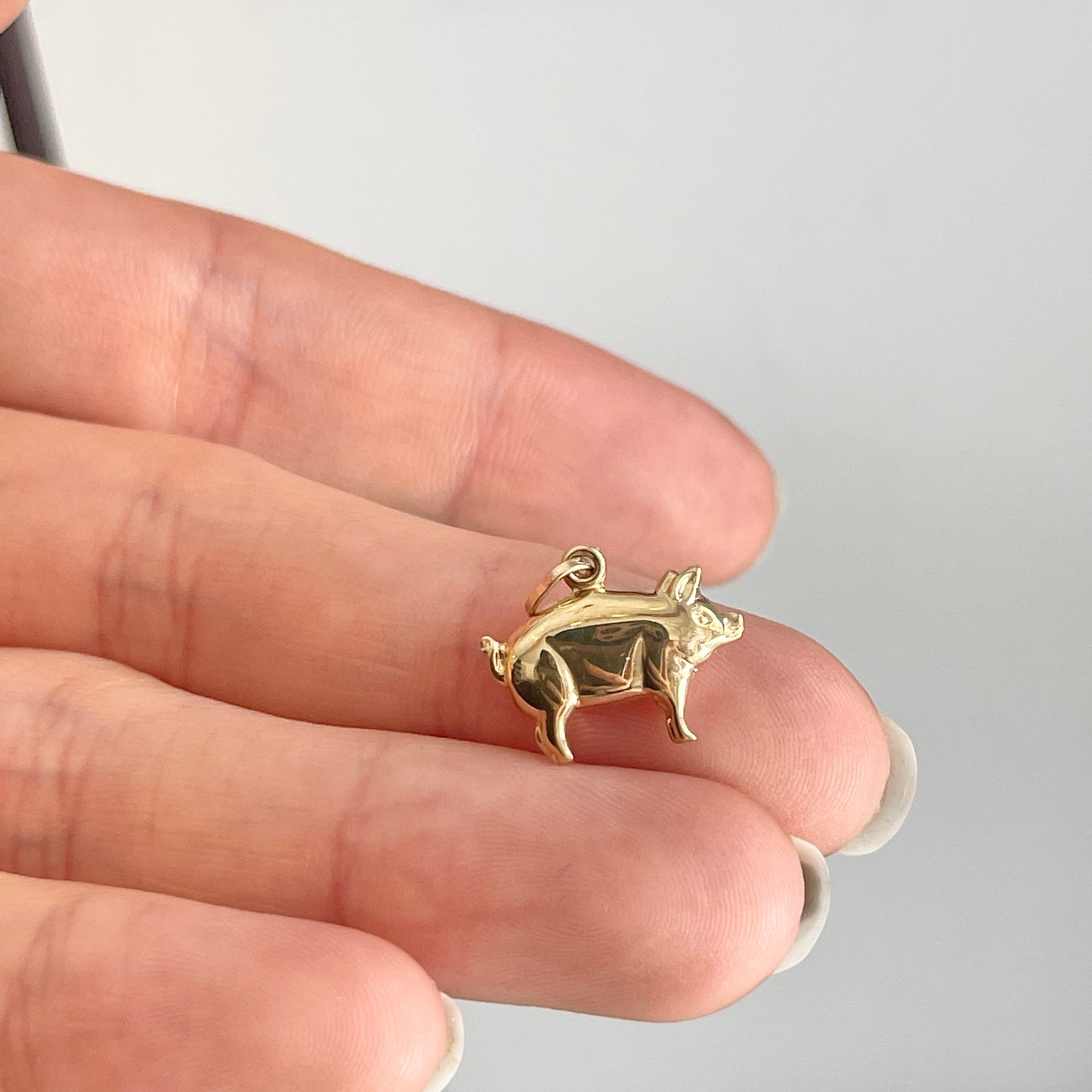 14KT Yellow Gold 3D Pig Pendant Charm