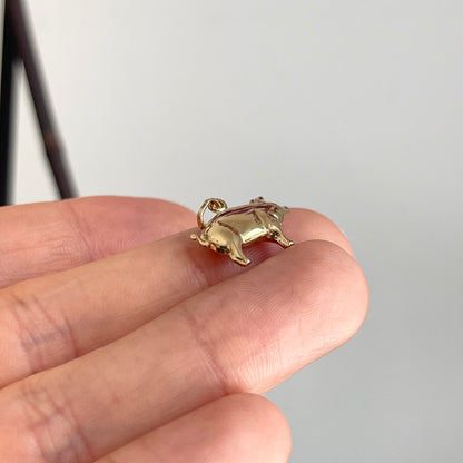 14KT Yellow Gold 3D Pig Pendant Charm