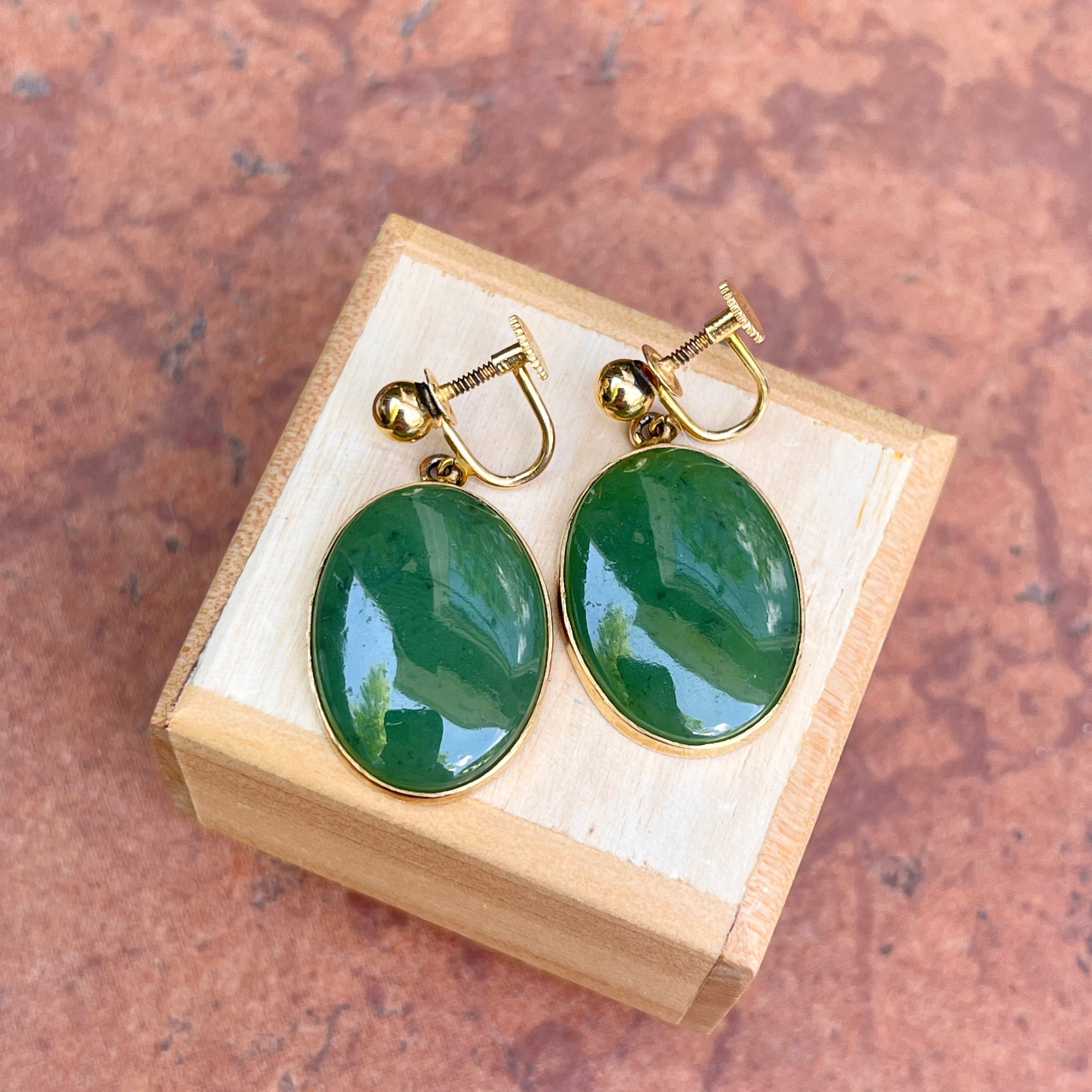 Stud Earrings with Green Jade | TRACE modern jade