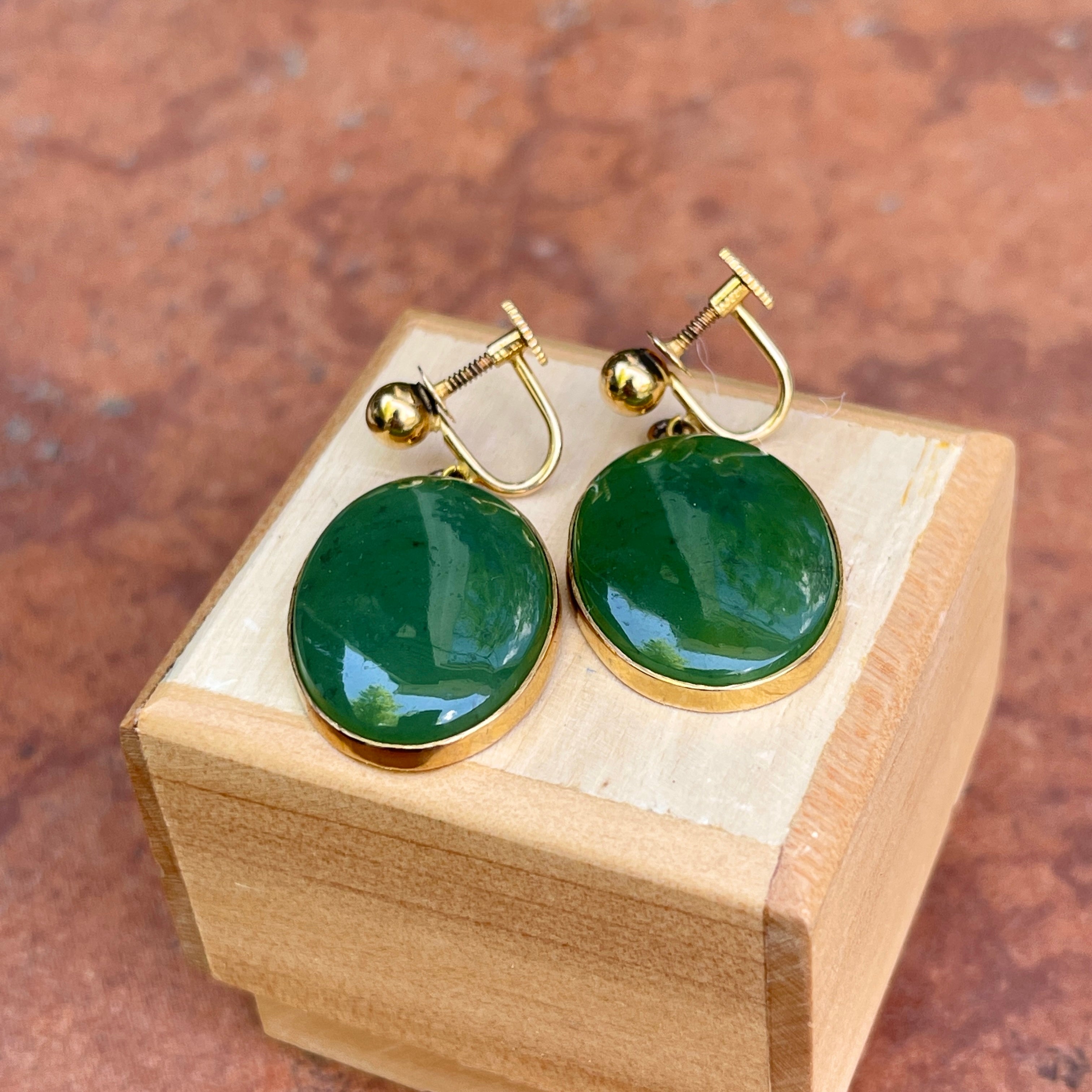 Dark Green Jade Earrings - Cylindrical (EA284) – All About Jade