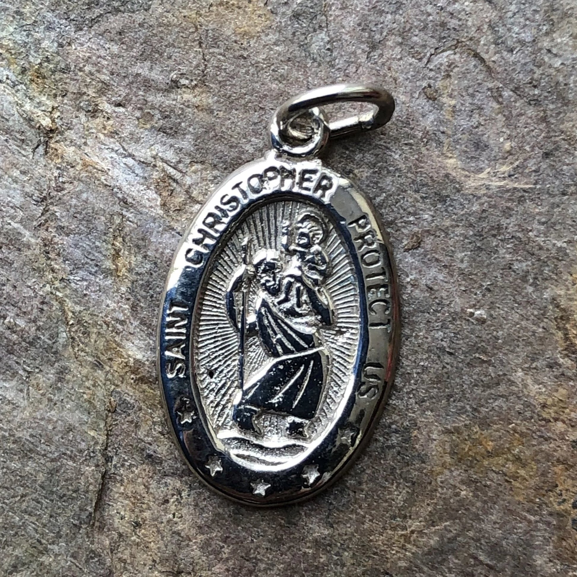 10KT White Gold Saint Christopher Medal Pendant Charm - Legacy Saint Jewelry