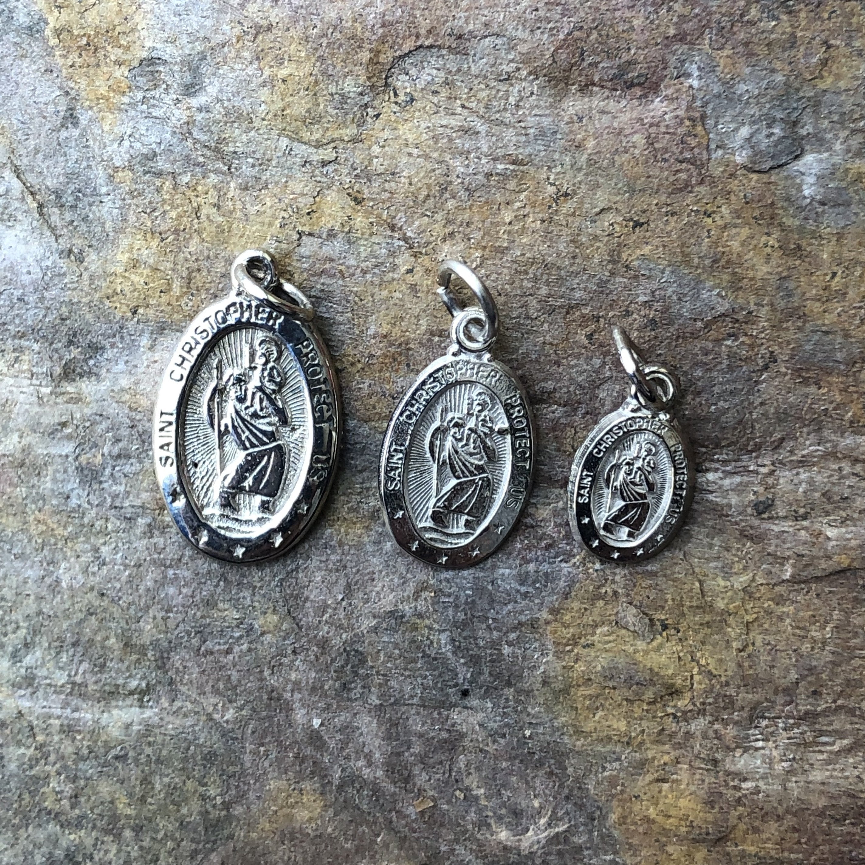 10KT White Gold Saint Christopher Medal Pendant Charm LSJ