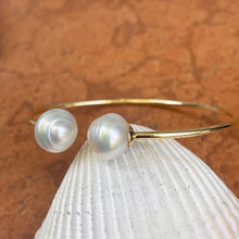 Load image into Gallery viewer, 14KT Yellow Gold Paspaley South Sea Pearl Open Bangle Bracelet