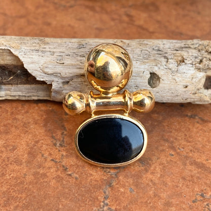 Estate 14KT Yellow Gold Oval Black Onyx Enhancer Omega Pendant Slide