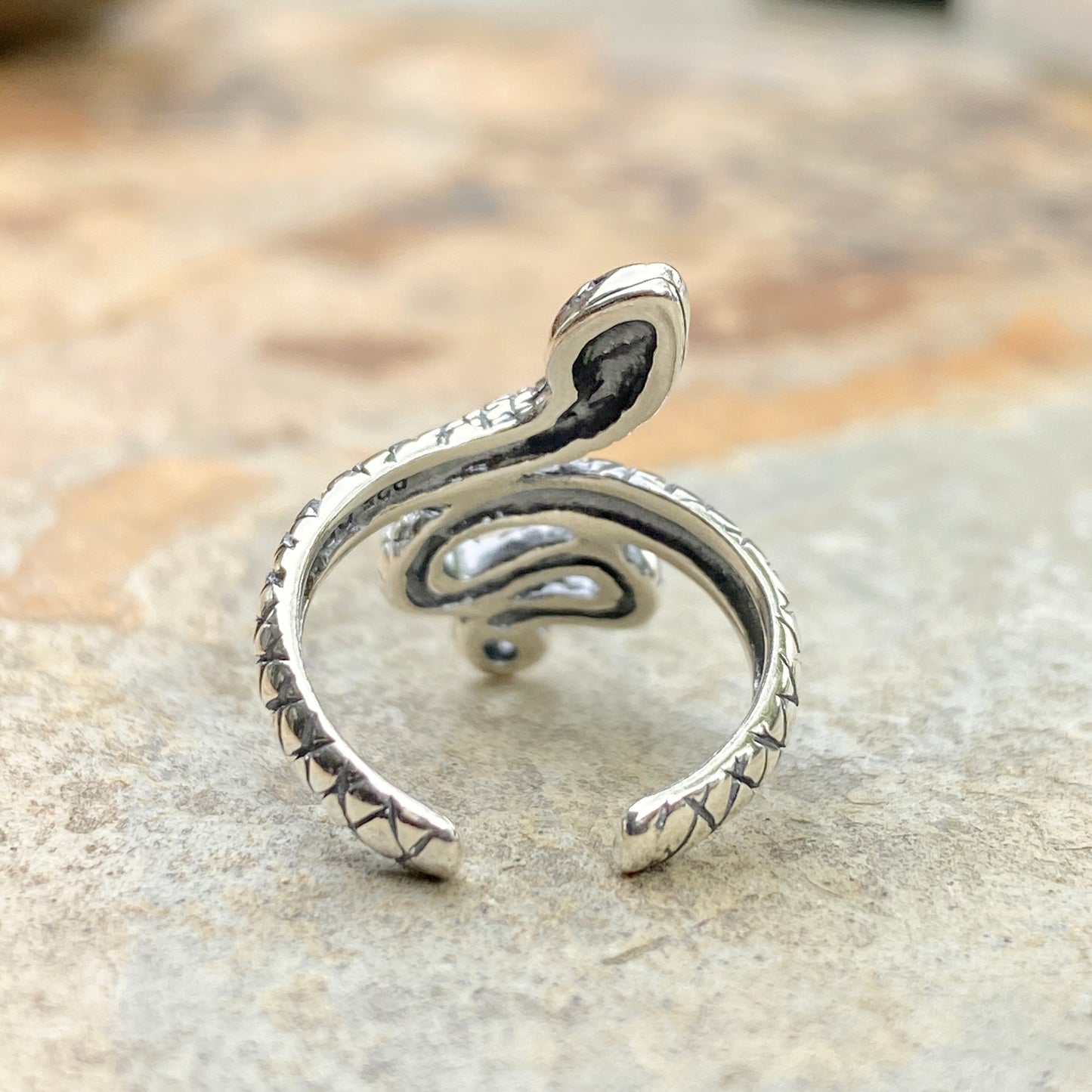 Sterling Silver Antiqued Snake Bypass Toe Ring, Sterling Silver Antiqued Snake Bypass Toe Ring - Legacy Saint Jewelry