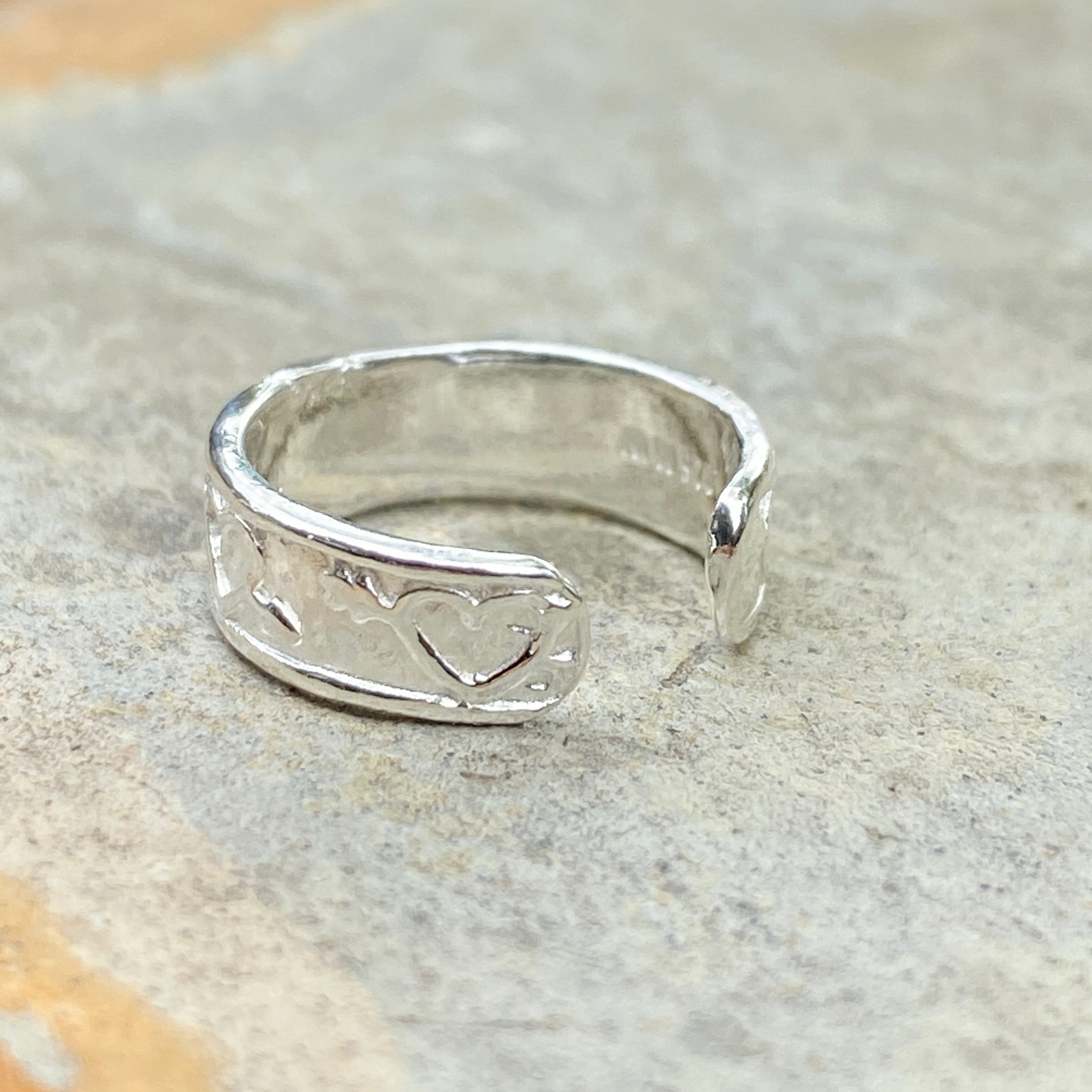 Sterling silver toe ring, adjustable, thick band, cute design, gift for  women