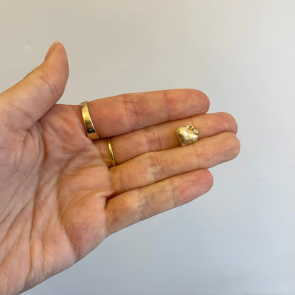 10KT Yellow Gold Satin Diamond-Cut Puffed Heart Pendant Charm