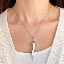 Load image into Gallery viewer, Sterling Silver Polished Corno Italian Horn Large Pendant 67mm