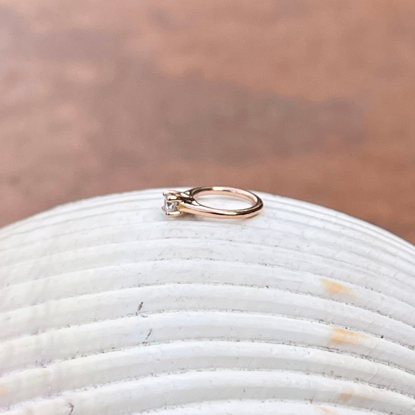 14KT Rose Gold .03 CT Diamond Ring Mini Pendant Charm