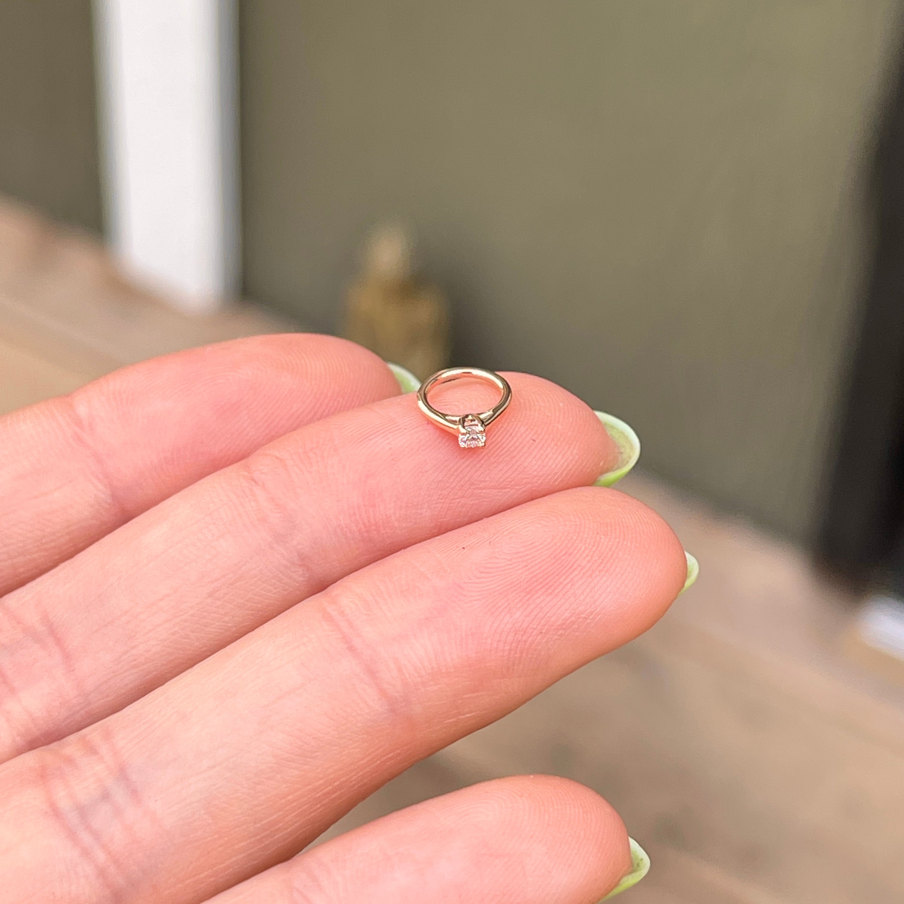 14KT Rose Gold .03 CT Diamond Ring Mini Pendant Charm LSJ