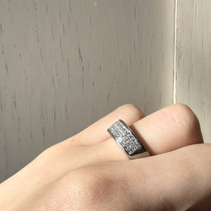 18KT White Gold 3 Row 1.25 CT Princess Cut Diamond Estate Ring - Legacy Saint Jewelry