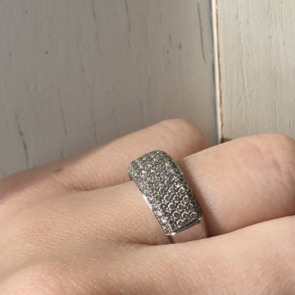 Estate 14KT White Gold 1.00 CT Pave Diamond Cigar Anniversary Band Ring - Legacy Saint Jewelry