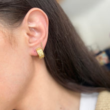 Load image into Gallery viewer, Estate 18KT Yellow Gold Byzantine Diamond Huggie Hoop Earrings