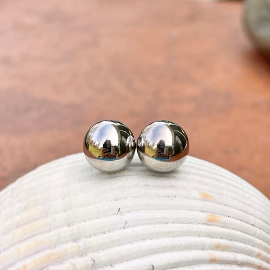 14KT White Gold Polished Balls Stud Earrings 9mm