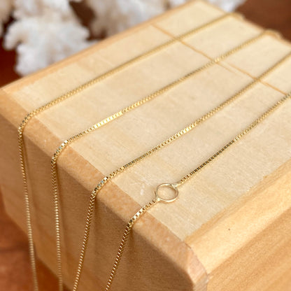 10KT Yellow Gold Thin .50mm Adjustable Box Chain Necklace - Legacy Saint Jewelry