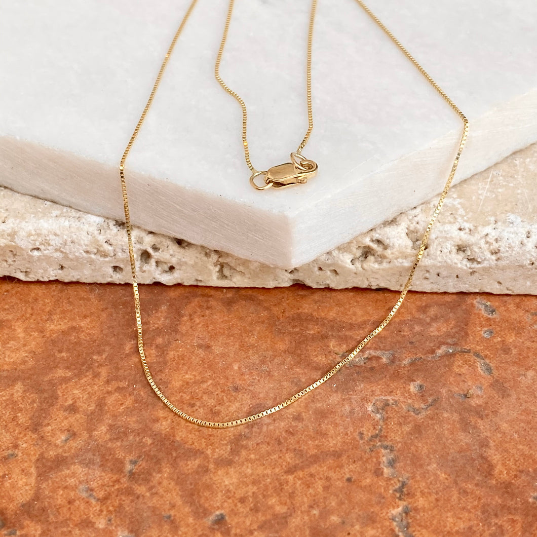 10KT Yellow Gold Thin .50mm Adjustable Box Chain Necklace - Legacy Saint Jewelry