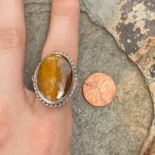 Load image into Gallery viewer, Sterling Silver Antiqued Oval Tiger Eye Cocktail Ring, Sterling Silver Antiqued Oval Tiger Eye Cocktail Ring - Legacy Saint Jewelry
