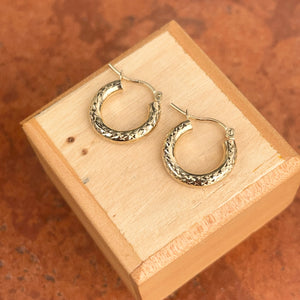 10KT Yellow Gold Diamond-Cut Tube Hoop Earrings 14mm