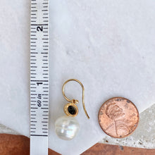 Load image into Gallery viewer, 14KT Yellow Gold Black Onyx + 11mm Paspaley South Sea Pearl Shepherd Hook Earrings