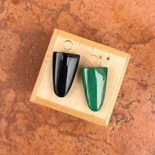 Load image into Gallery viewer, Estate 14KT Yellow Gold Arrowhead Green Malachite + Black Onyx Earring Charms