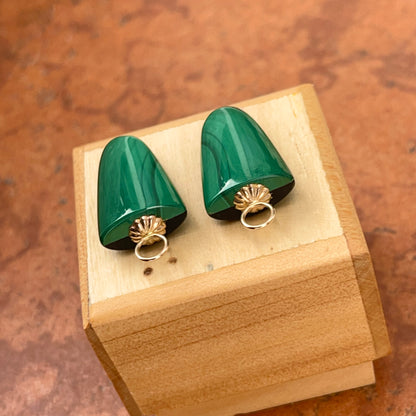 Estate 14KT Yellow Gold Arrowhead Green Malachite + Black Onyx Earring Charms