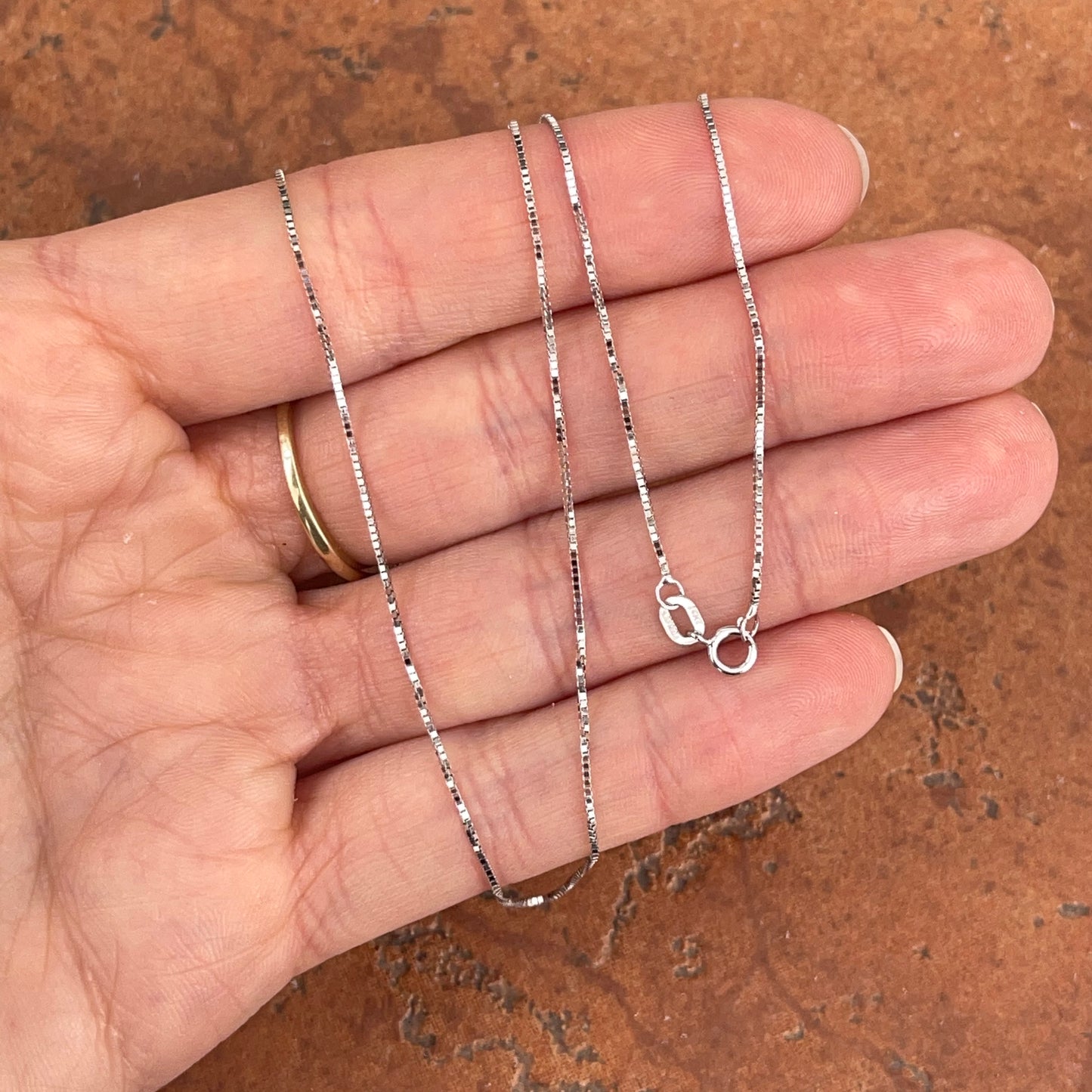 14KT White Gold .70mm Box Chain Necklace