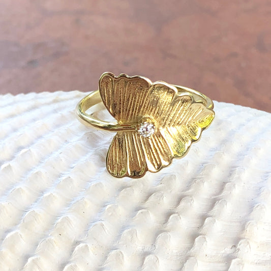 14KT Yellow Gold Diamond Leaf Ring, 14KT Yellow Gold Diamond Leaf Ring - Legacy Saint Jewelry