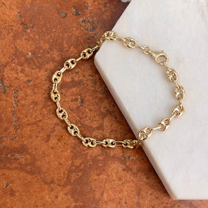 14KT Yellow Gold 5mm Puffed Anchor Chain Link Bracelet