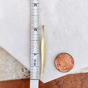 14KT Yellow Gold Gypsy Set Diamond Leaf Pendant Charm