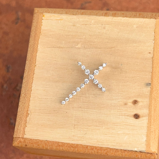 14KT White Gold Lab Diamond Sleek Cross Pendant Slide