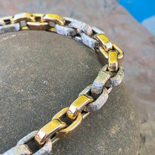 Load image into Gallery viewer, Estate 14KT Yellow Gold + White Gold Shiny Rounded Rolo Link Toggle Bracelet, Estate 14KT Yellow Gold + White Gold Shiny Rounded Rolo Link Toggle Bracelet - Legacy Saint Jewelry