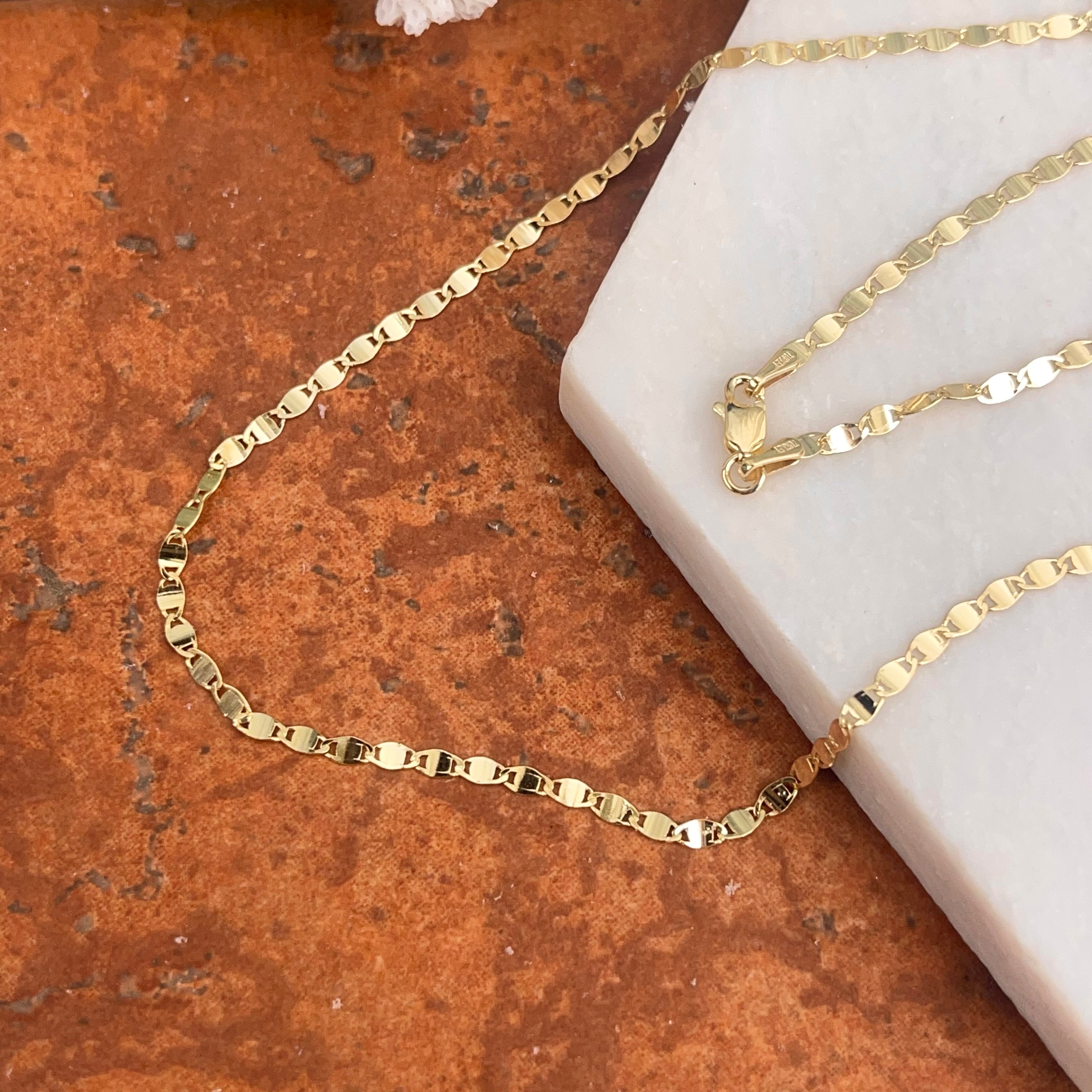 14KT Yellow Gold Solid 2.70mm Oval Mirror Link Chain Necklace LSJ