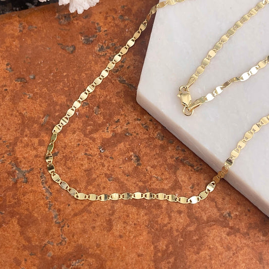 14KT Yellow Gold Solid 2.70mm Oval Mirror Link Chain Necklace