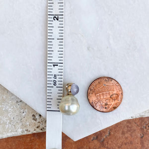 14KT White Gold Chalcedony + 11mm Paspaley South Sea Pearl Pendant Slide - Legacy Saint Jewelry