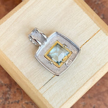 Load image into Gallery viewer, Franz Breuning 14KT White Gold + Yellow Gold Square Sky Blue Pendant Slide