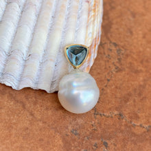 Load image into Gallery viewer, 14KT Yellow Gold Blue Topaz + 11mm Paspaley Pearl Pendant Charm - Legacy Saint Jewelry