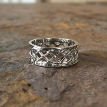 Load image into Gallery viewer, 10KT White Gold Irish/Scottish Celtic Open Weave Band Ring, 10KT White Gold Irish/Scottish Celtic Open Weave Band Ring - Legacy Saint Jewelry