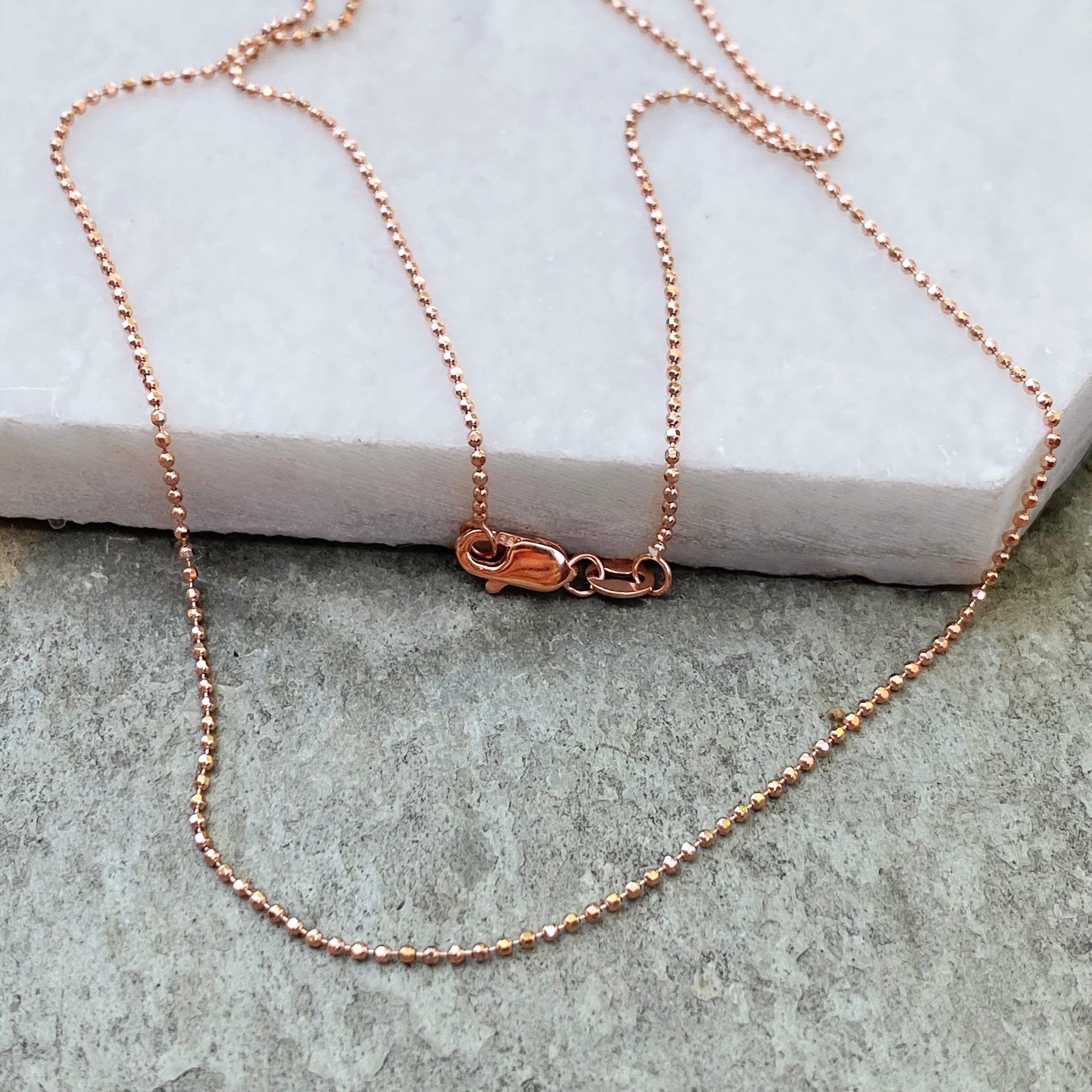 14KT Rose Gold Oval Cable 1mm Chain Necklace 18