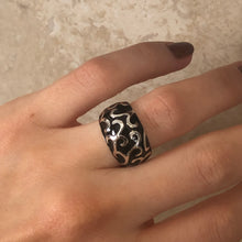 Load image into Gallery viewer, Sterling Silver + Black Enamel Dome Design Ring, Sterling Silver + Black Enamel Dome Design Ring - Legacy Saint Jewelry